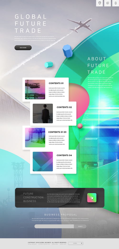 漸變色彩引領溝通合作 Web科技助力企業商務發展與網頁設計